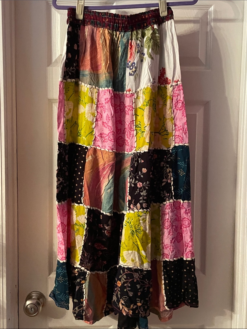 Ashley Taylor Multicolor Patchwork Maxi Skirt - Pink, Yellow, Black, Blue - Picture 3 of 4